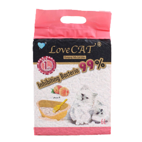 LoveCAT 天然健康豆腐砂 水蜜桃味 真空包裝 6L